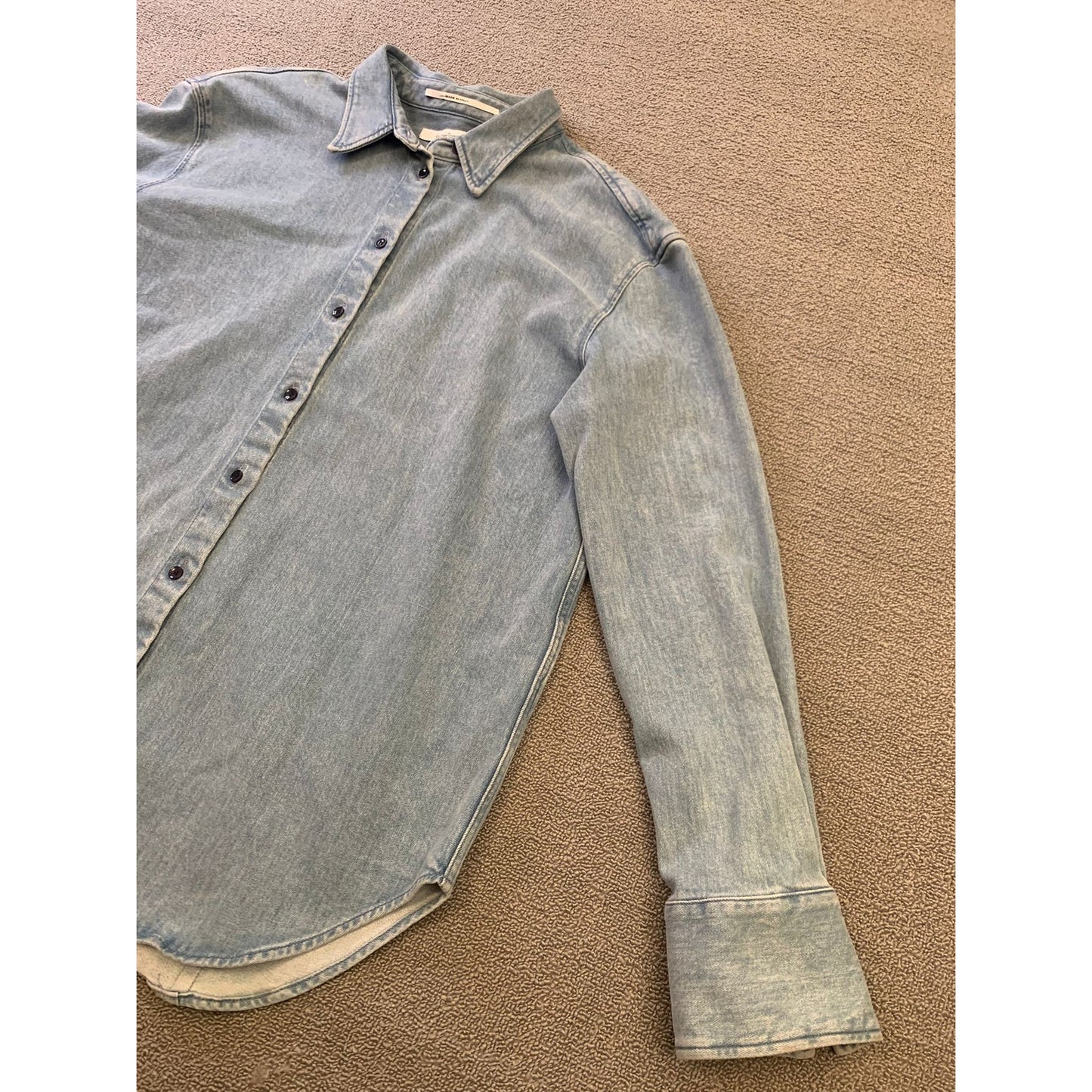 Another Tomorrow Women's Large Light Blue Italian Denim Shirt