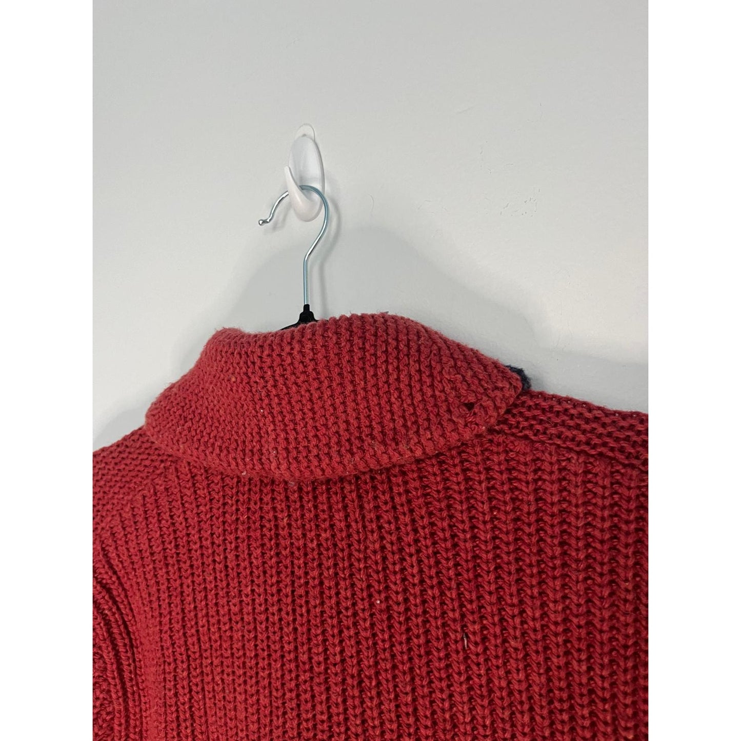 American Eagle Cardigan Women XS Knit Sweater Red Winter Fair Isle Zip Trees