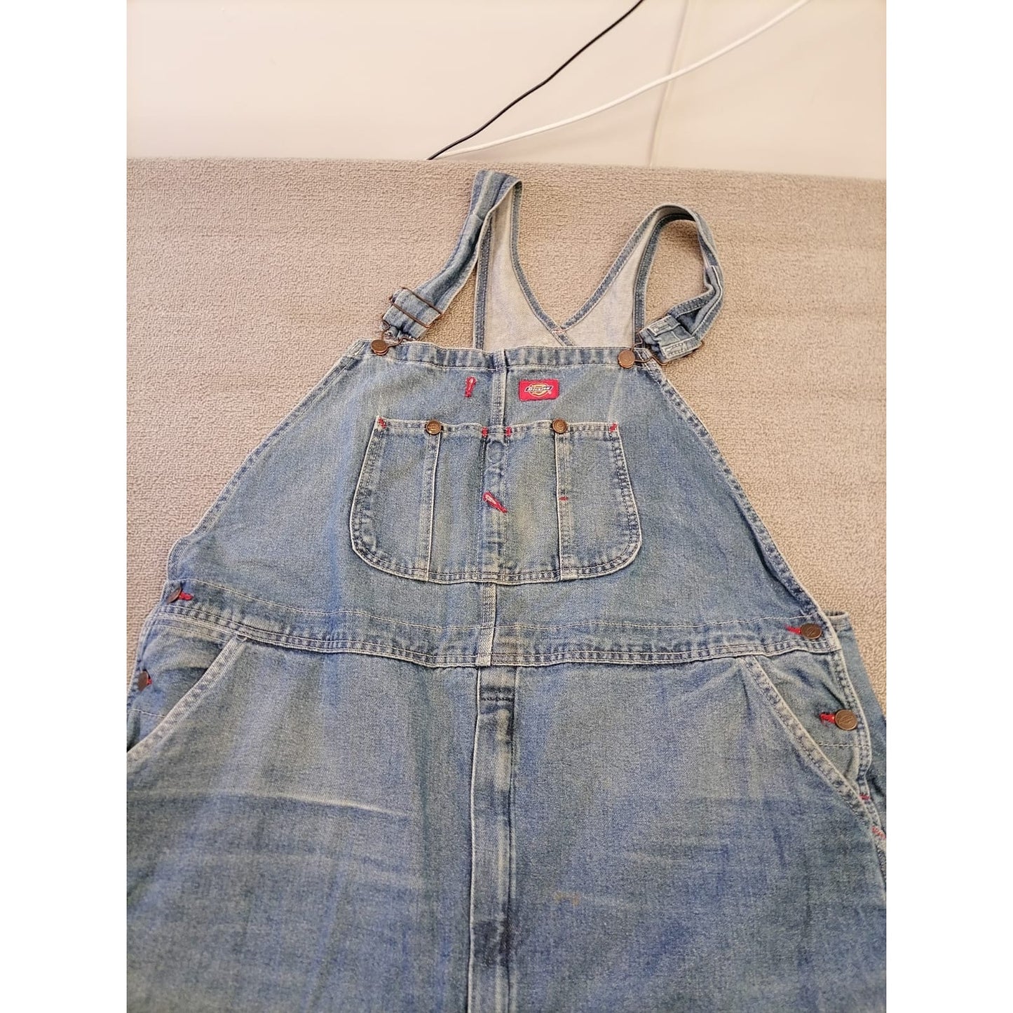 Dickies 44x32 Adult Male Light Wash Denim Bib Overalls Durable Workwear Apparel Men's