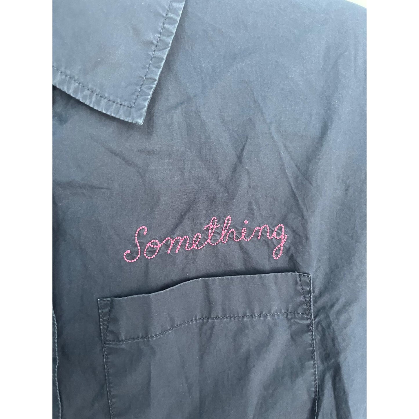 Something Navy Button Up Shirt Women S Navy Blue Embroidered Long Sleeve Casual