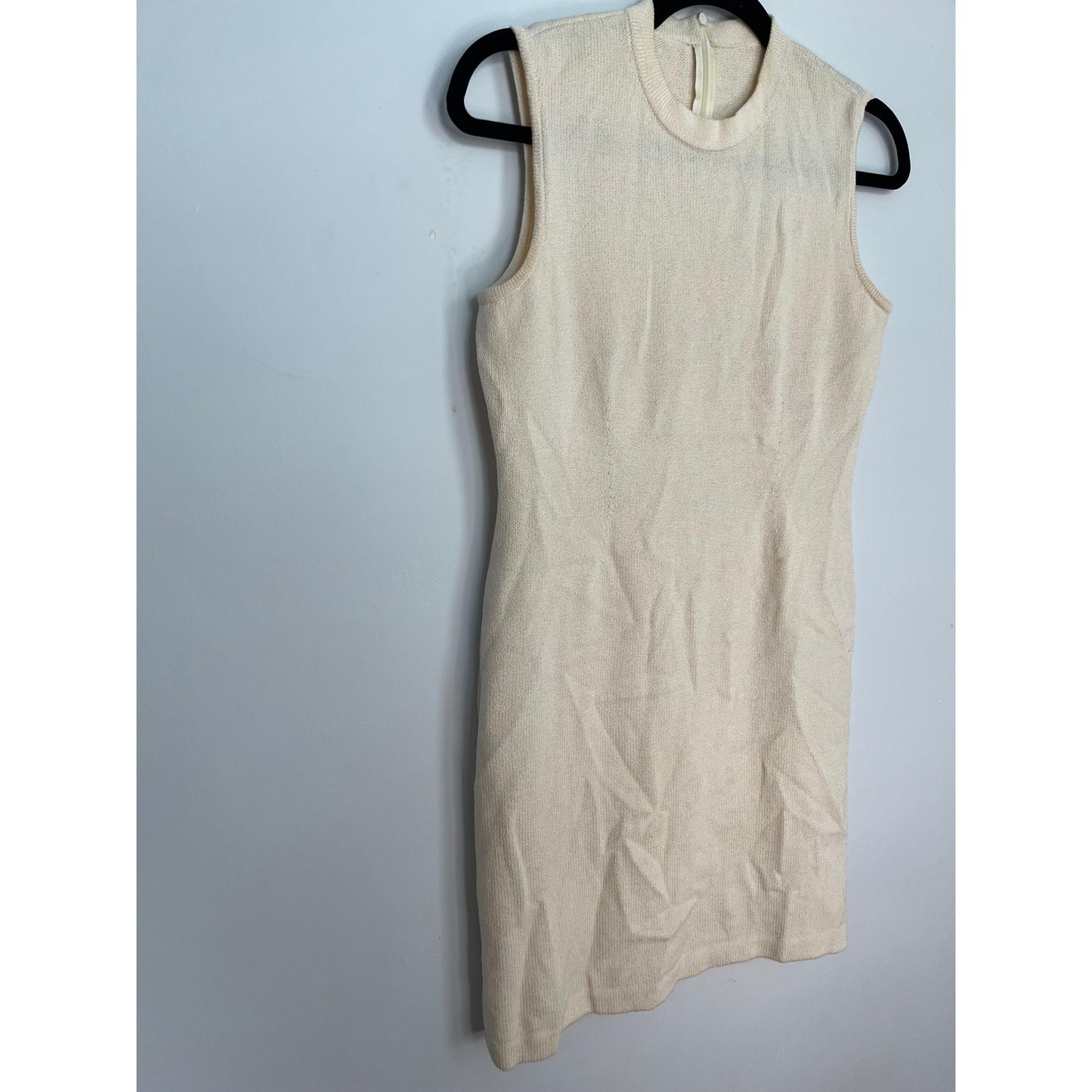 St John Basics Sleeveless Knit Dress Women 2 Beige Minimalist Mod Sheath