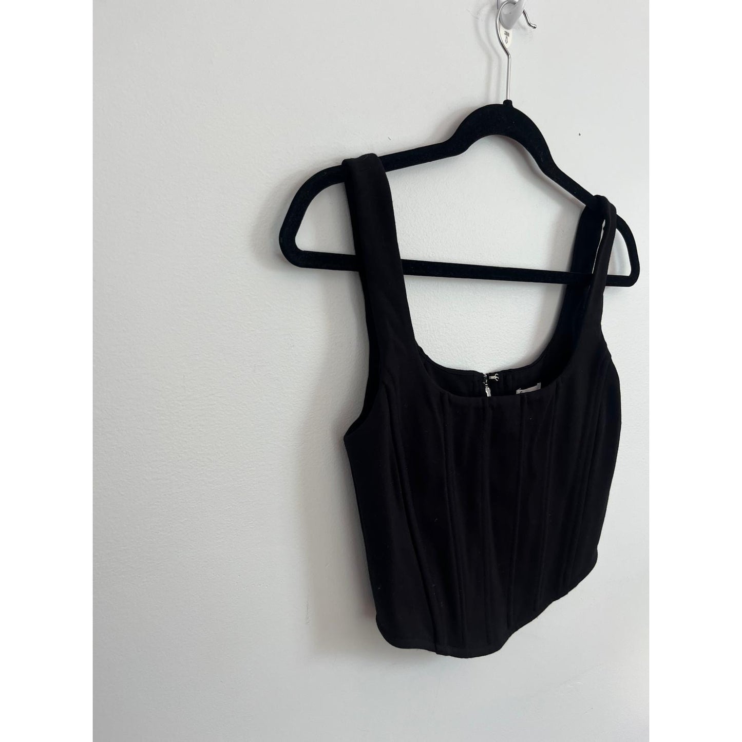 LPA Bustier Top Women S Black Corset Zip Back Stretchy Tank
