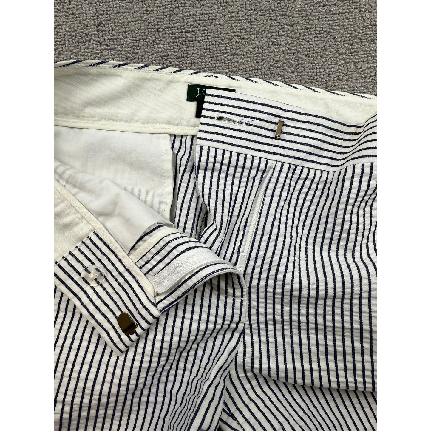 J. Crew Women's 0 Blue White Striped City Fit Bell Bottom Pants