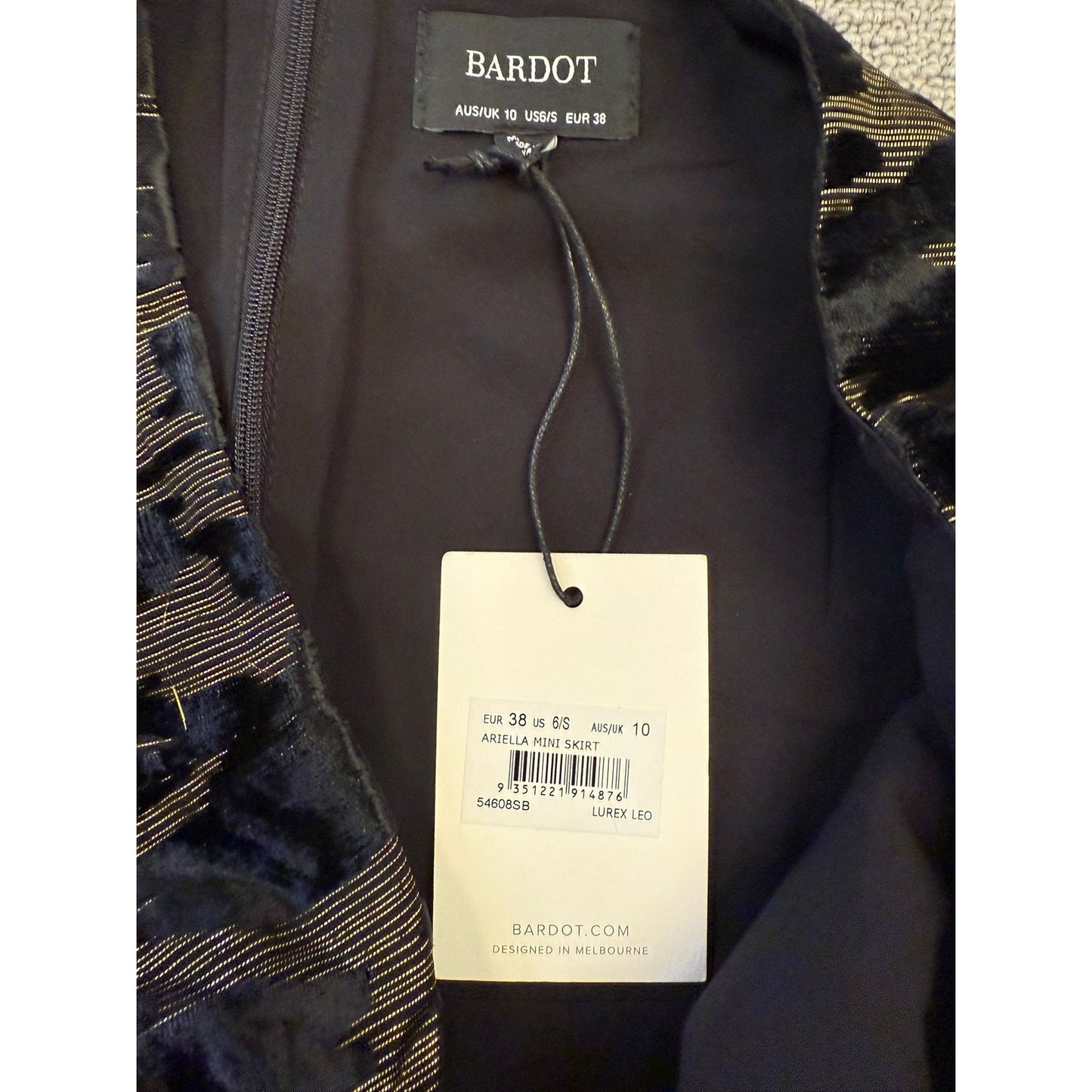 BARDOT Women's Small 6 Black Lurex Leopard Mini Skirt