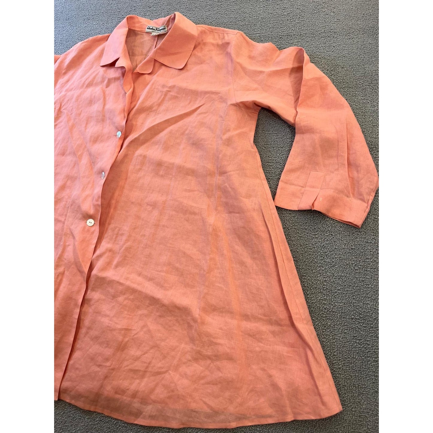 Salvatore Ferragamo Womens Linen Salmon Peach Button Jacket/Shirt