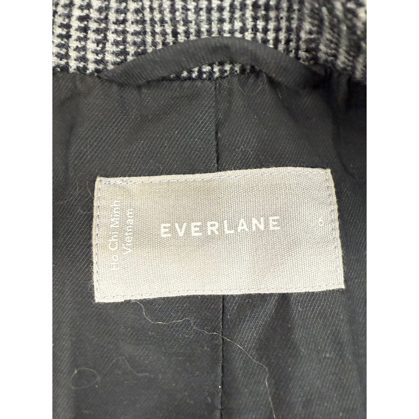 Everlane Women's 6 Black And White Plaid Wool Blend Blazer