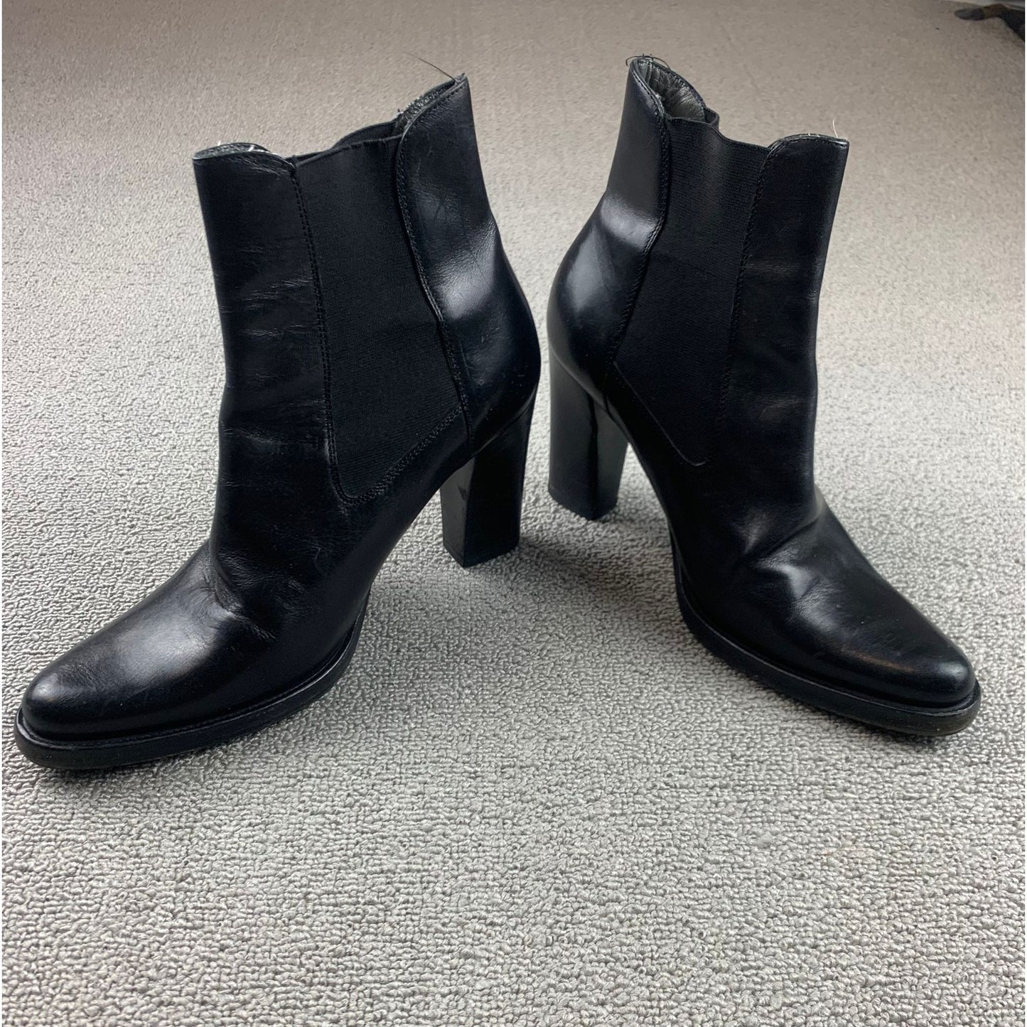 Miu Miu Women's 37.5 Black Leather Boots Minimalist Heels