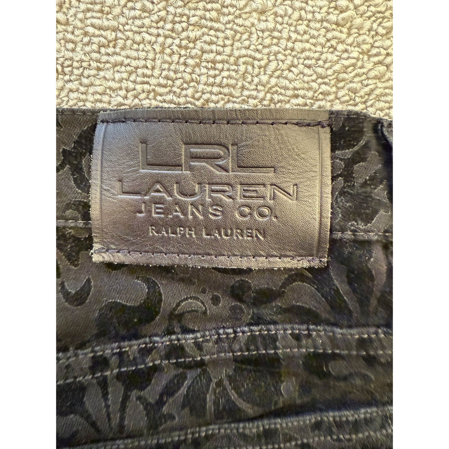 Polo Ralph Lauren Jeans Floral Patterned Velvet Female Size 8 Black Pants
