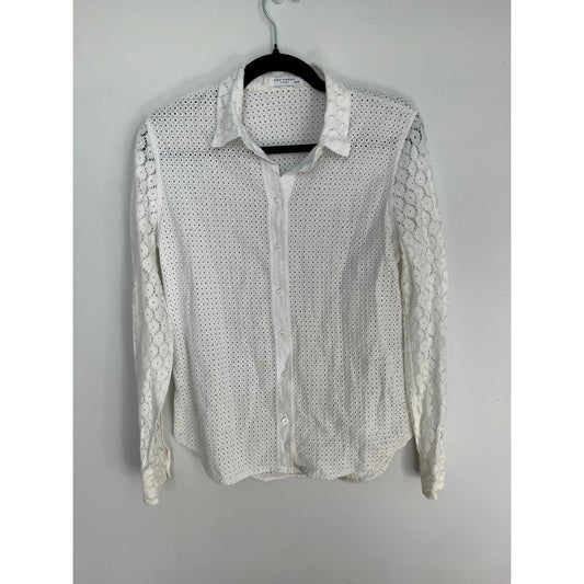 Equipment Lace Button Down Top Women XS White Eyelet Embroidered Blouse