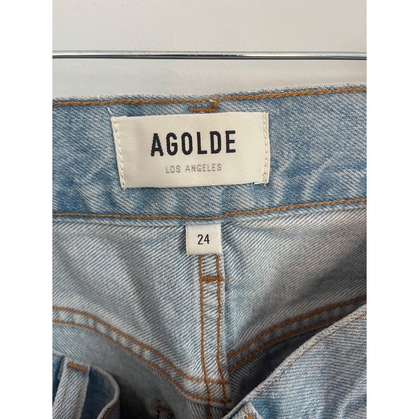 Agolde Parker Shorts Women 24 Blue High Rise Cutoff Denim Jean
