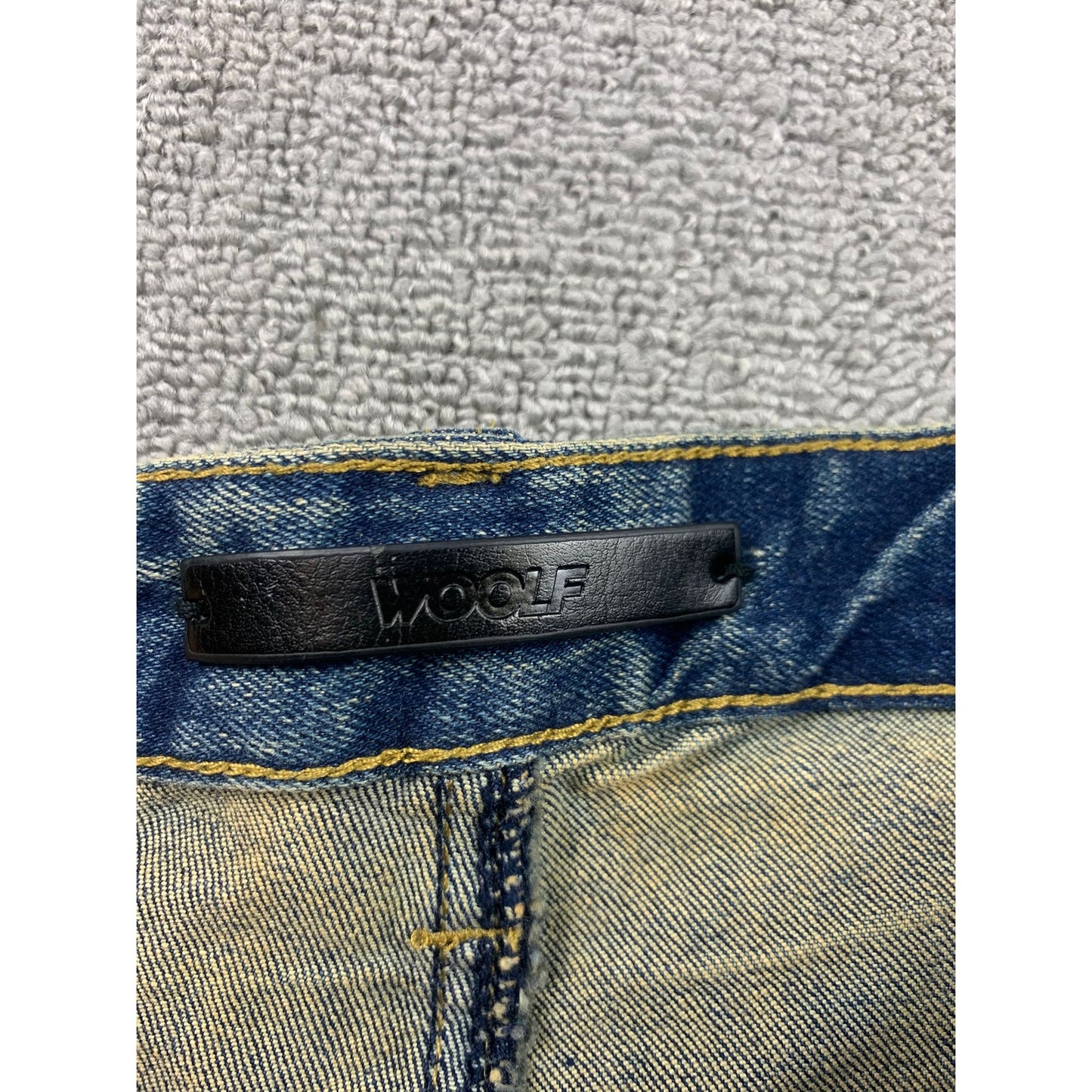 Woolf Men's 34x32 Slim-fit Jeans Blue With A Fashionable Cut-Up Design