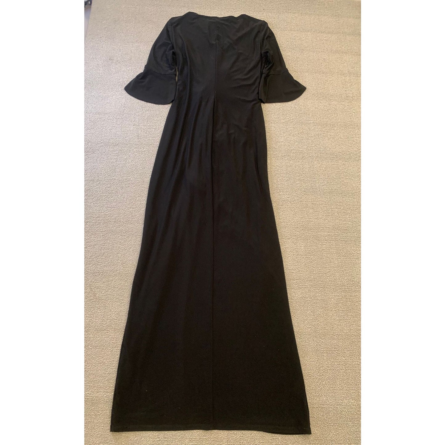 Lauren by Ralph Lauren Evening Dress Size 10 Womens Solid Black Crystal Brooch