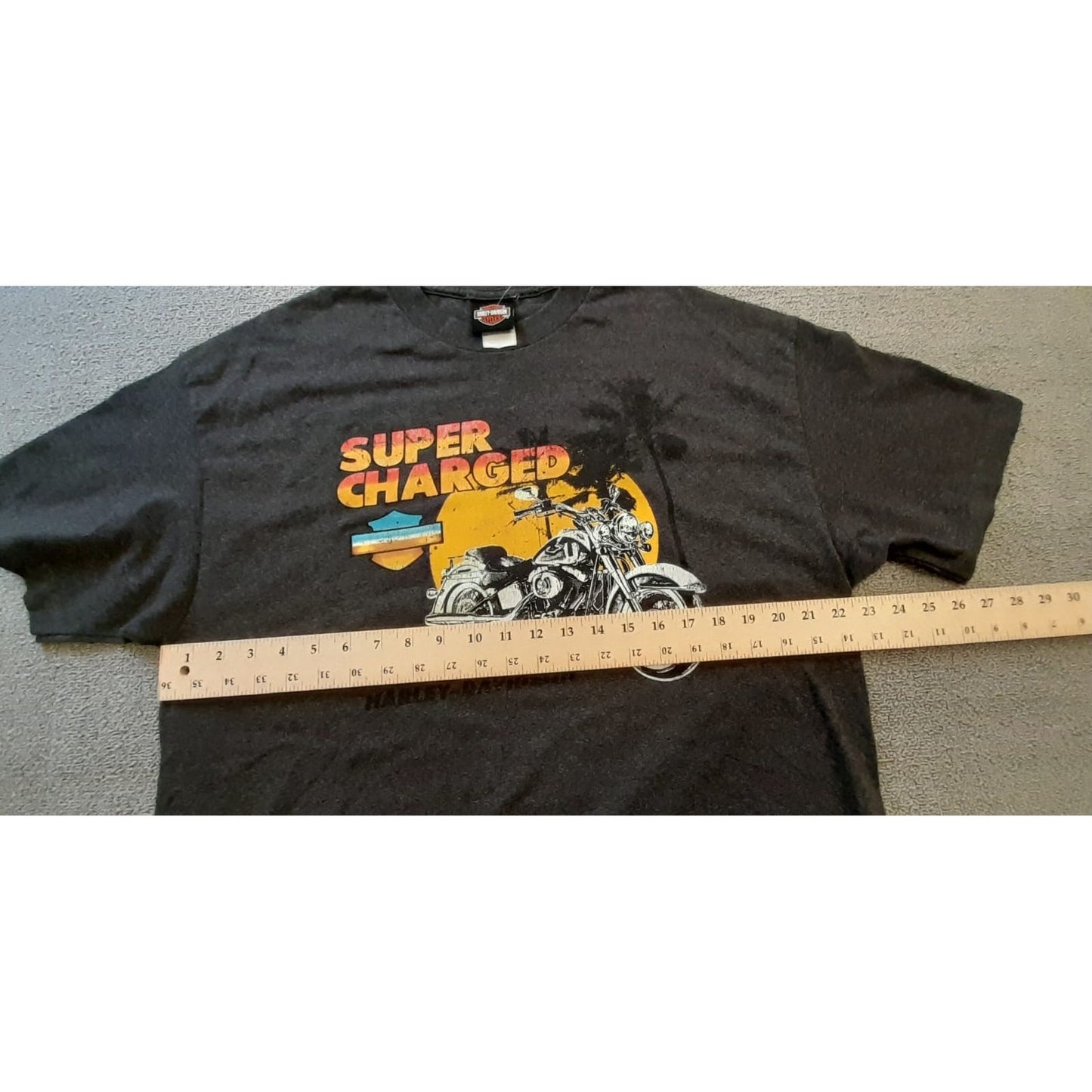 Harley Davidson Mens XL Super Charged Motorcycle Graphic T Shirt Gray