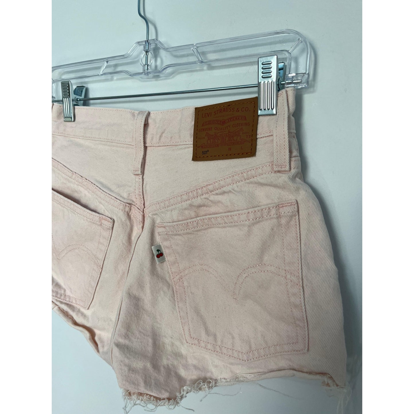 Levis 501 Premium Shorts Women W24 Pink High Rise Cutoff Denim