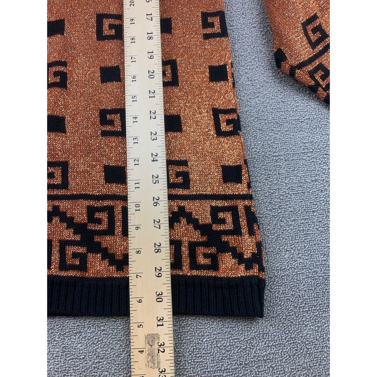 Gantos Women Small Black Orange Metallic Geometric Sweater