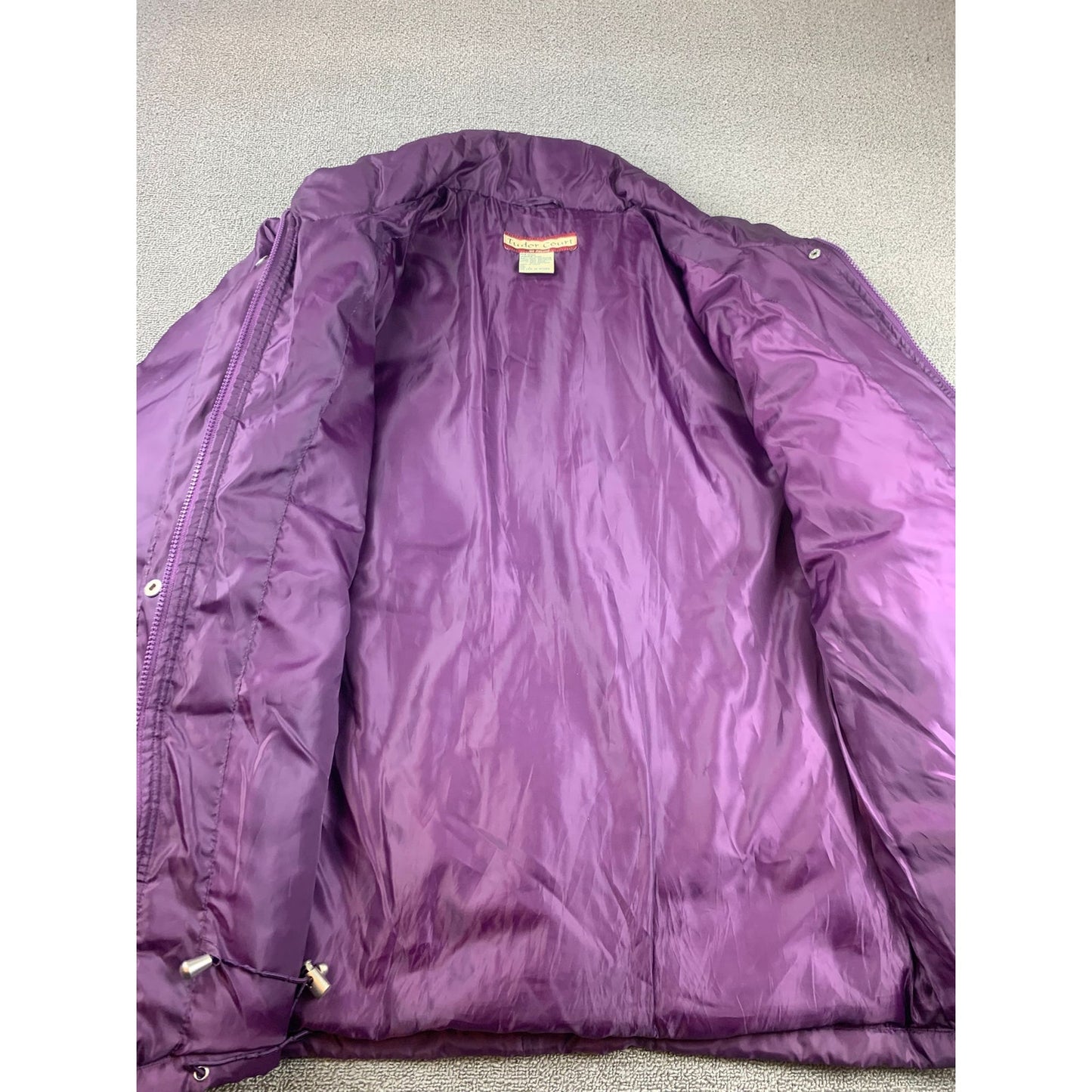 Tudor Court Women's Large Purple Puffer Embroidered Down Jacket