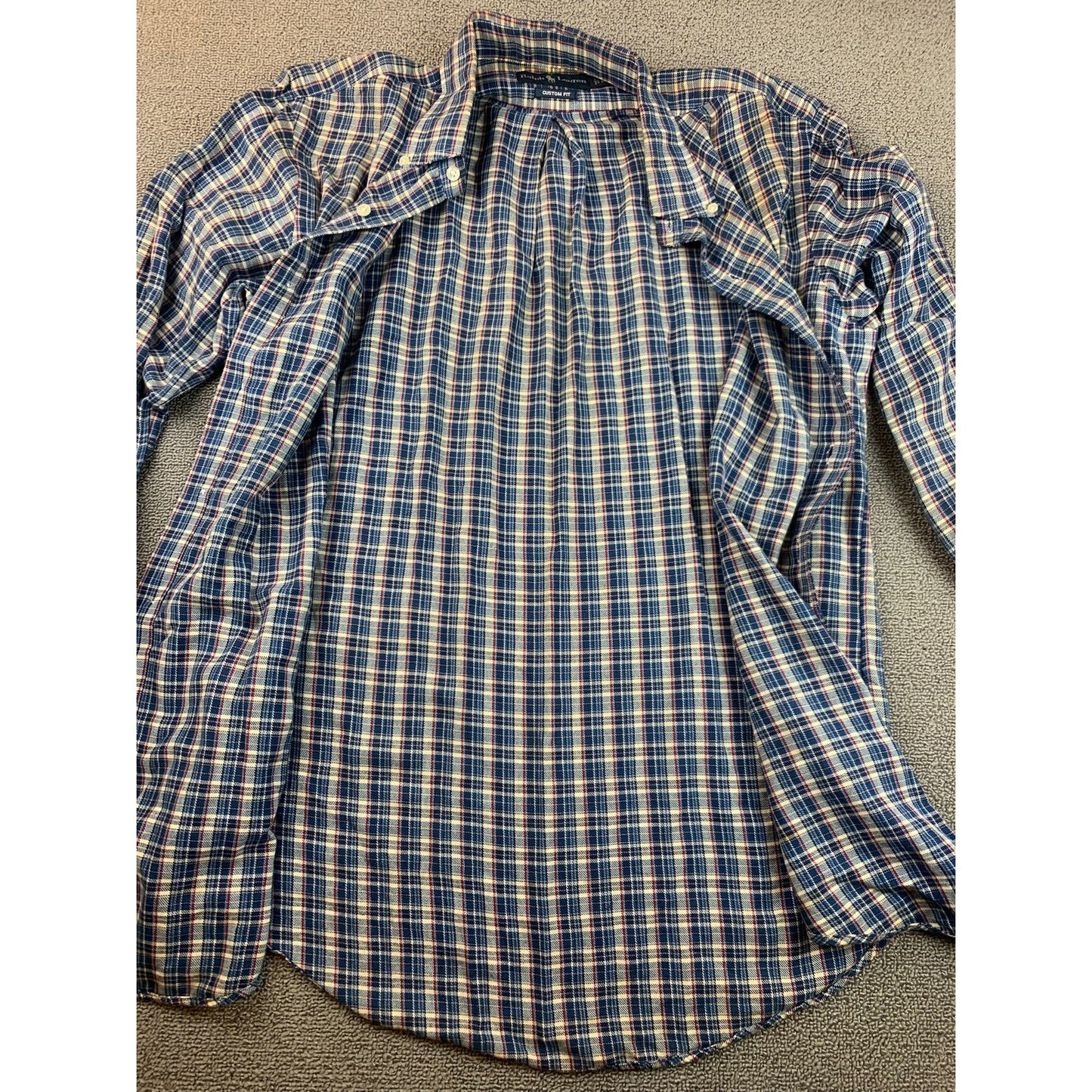 Ralph Lauren Men's Medium Classic Fit Checked Long Sleeve Button Down Polo Shirt