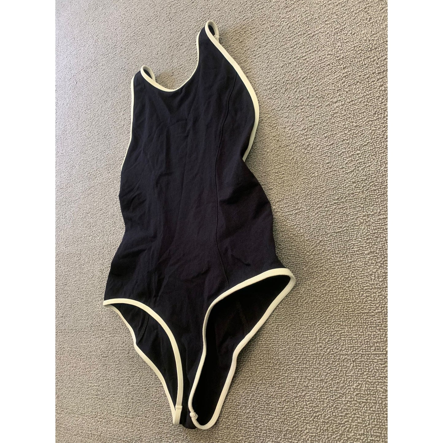 LISA MARIE FERNANDEZ W SIZE 3 THE CRISS-CROSS MAILLOT in BLACK & CREAM CREPE