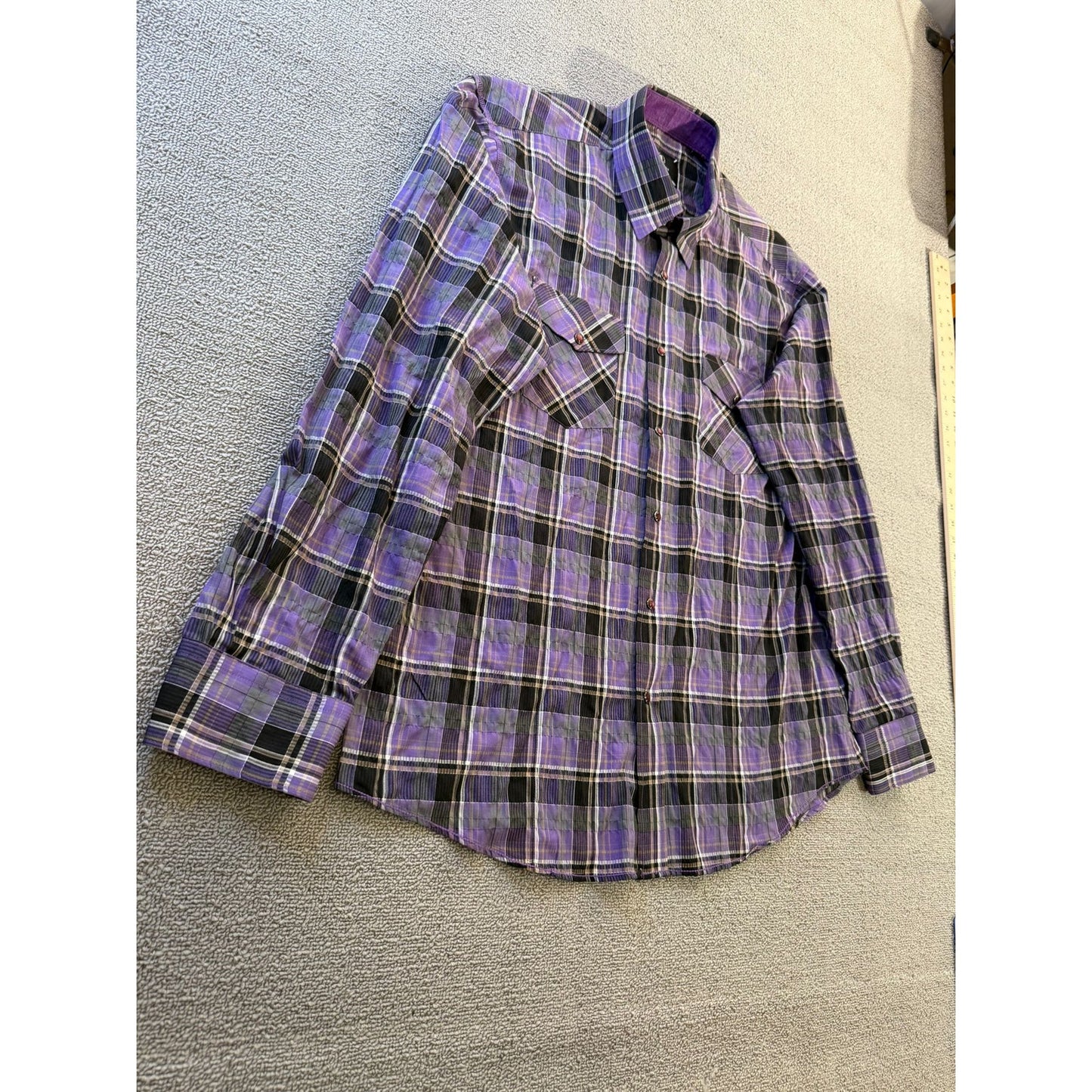 BUGATCHI Men's XL Purple Plaid Flannel Shirt - Shaped Fit Casual Top