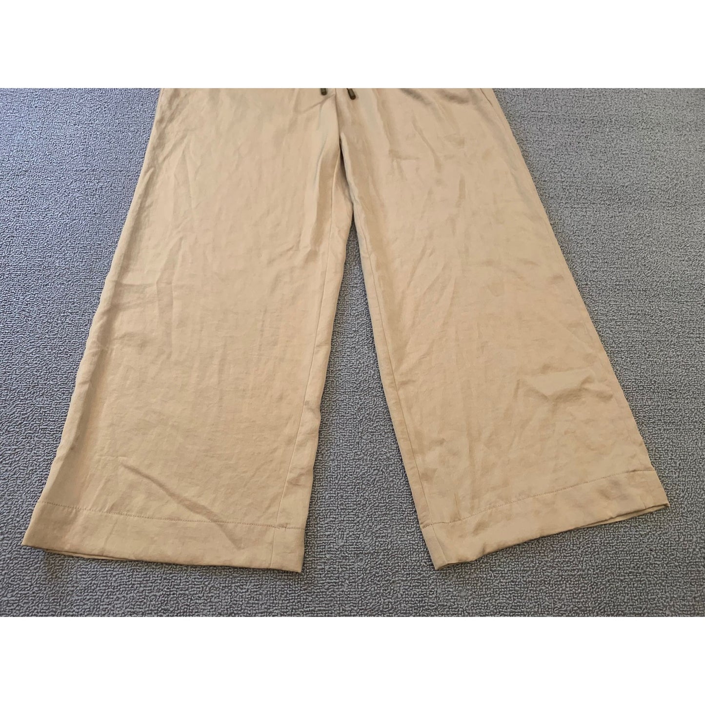 Lauren Ralph Lauren Women's 4P Tan Petite Wide Leg Drawstring Pants