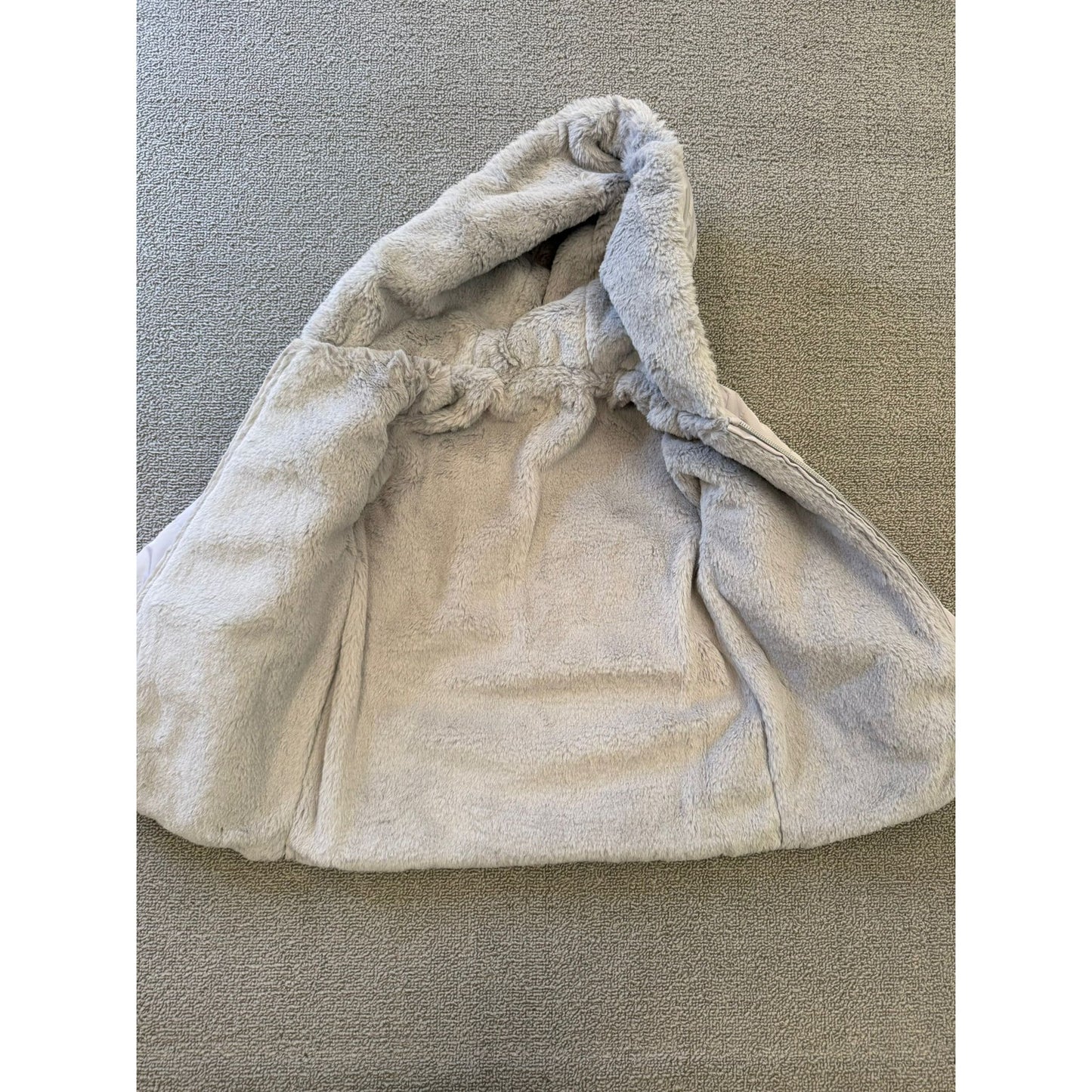 Mayoral Casual Girl Kids Size 2 Reversible Faux Fur Puffer Jacket Grey Pearl