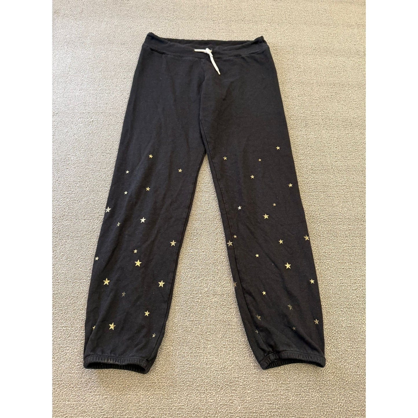 Monrow Women's XS Black Joggers Gold Star Print Sweat Pants