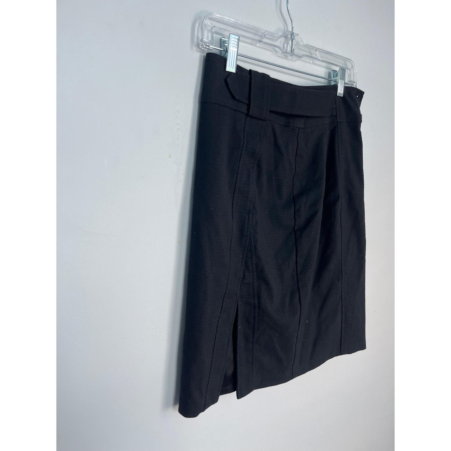 Nanette Lepore Pencil Skirt Women 4 Black Textured Belted High Waist Career