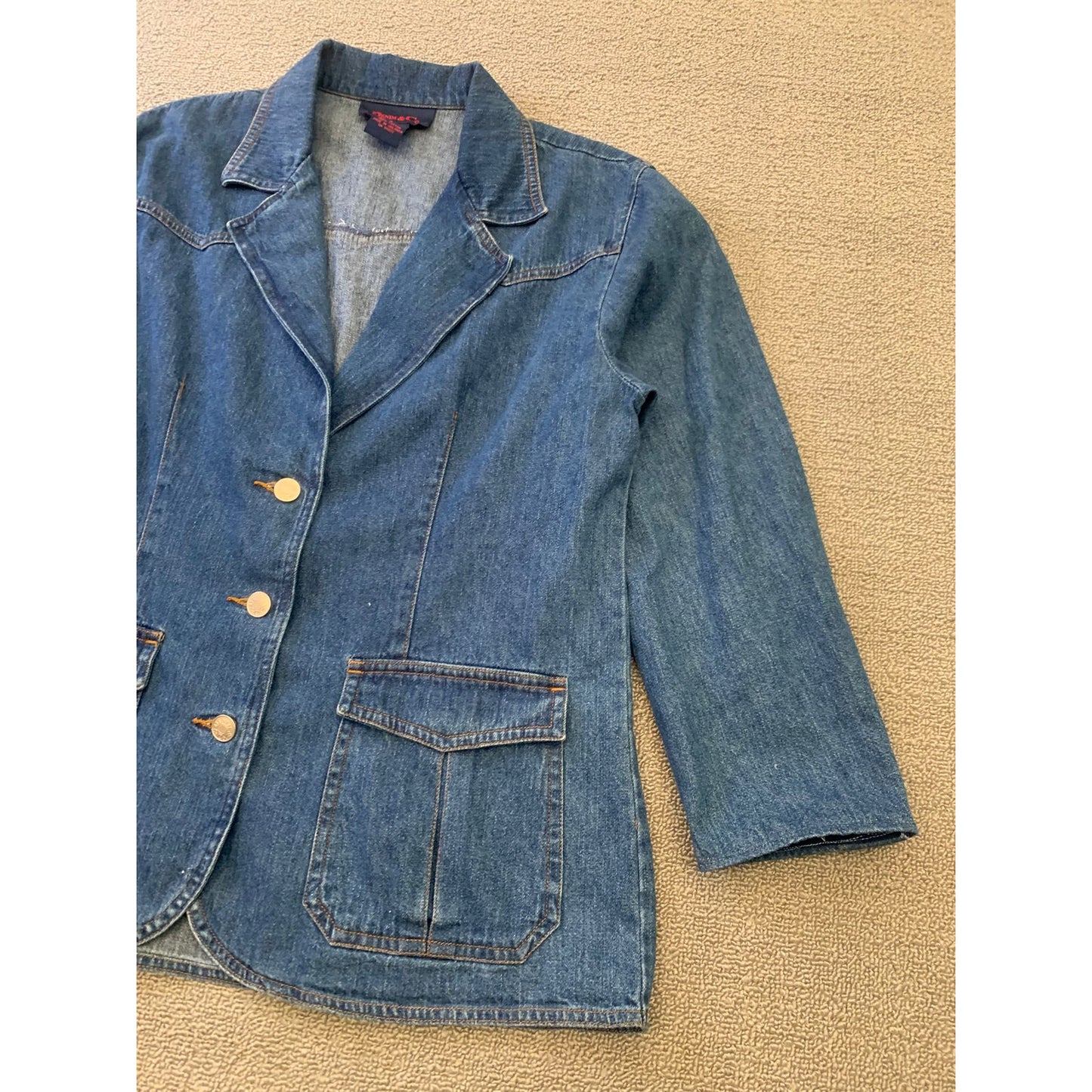 Denim & Co. Women's Small Blue Jean Blazer Jacket