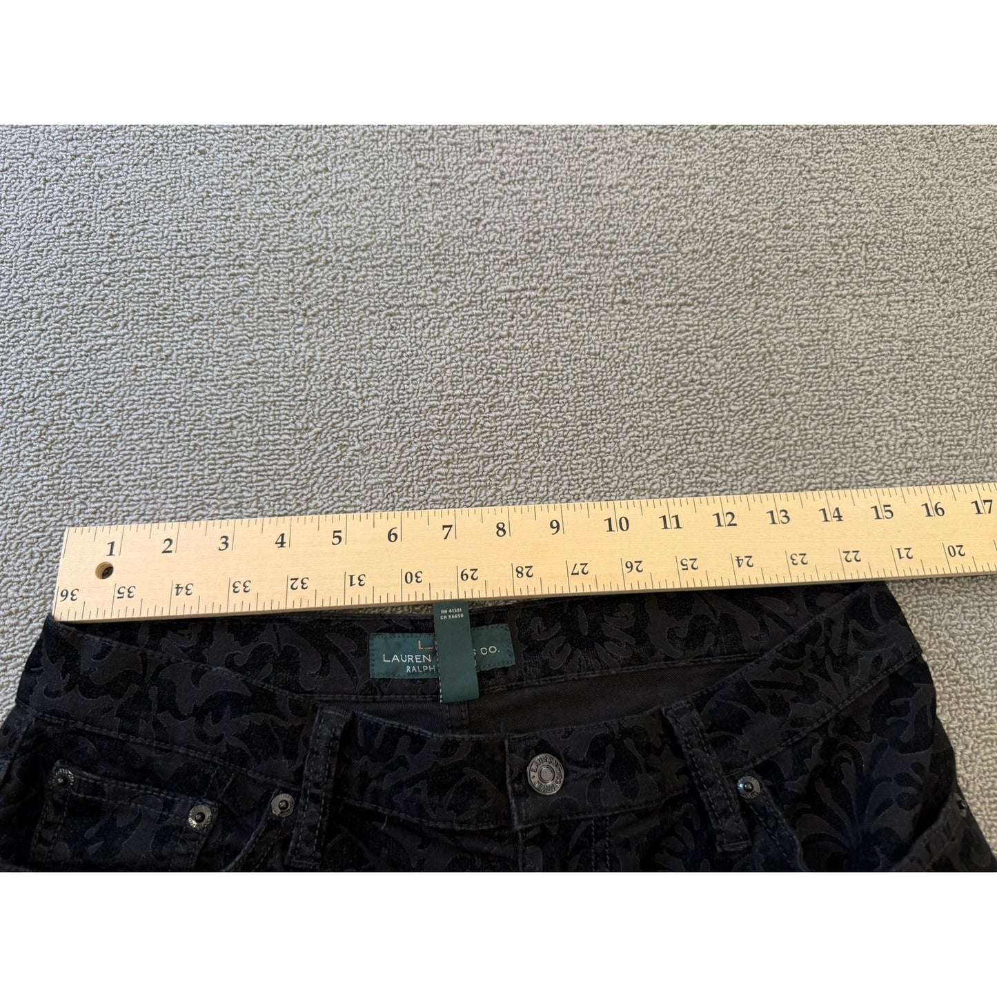 Polo Ralph Lauren Jeans Floral Patterned Velvet Female Size 8 Black Pants