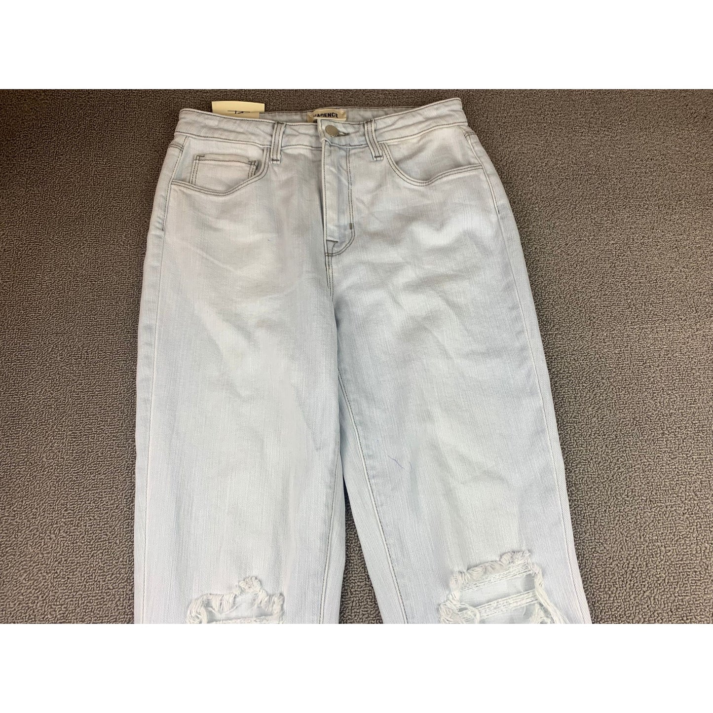 L‘Agence Women’s Sz 27 White Distressed Fringe High Rise High Line Skinny Jeans