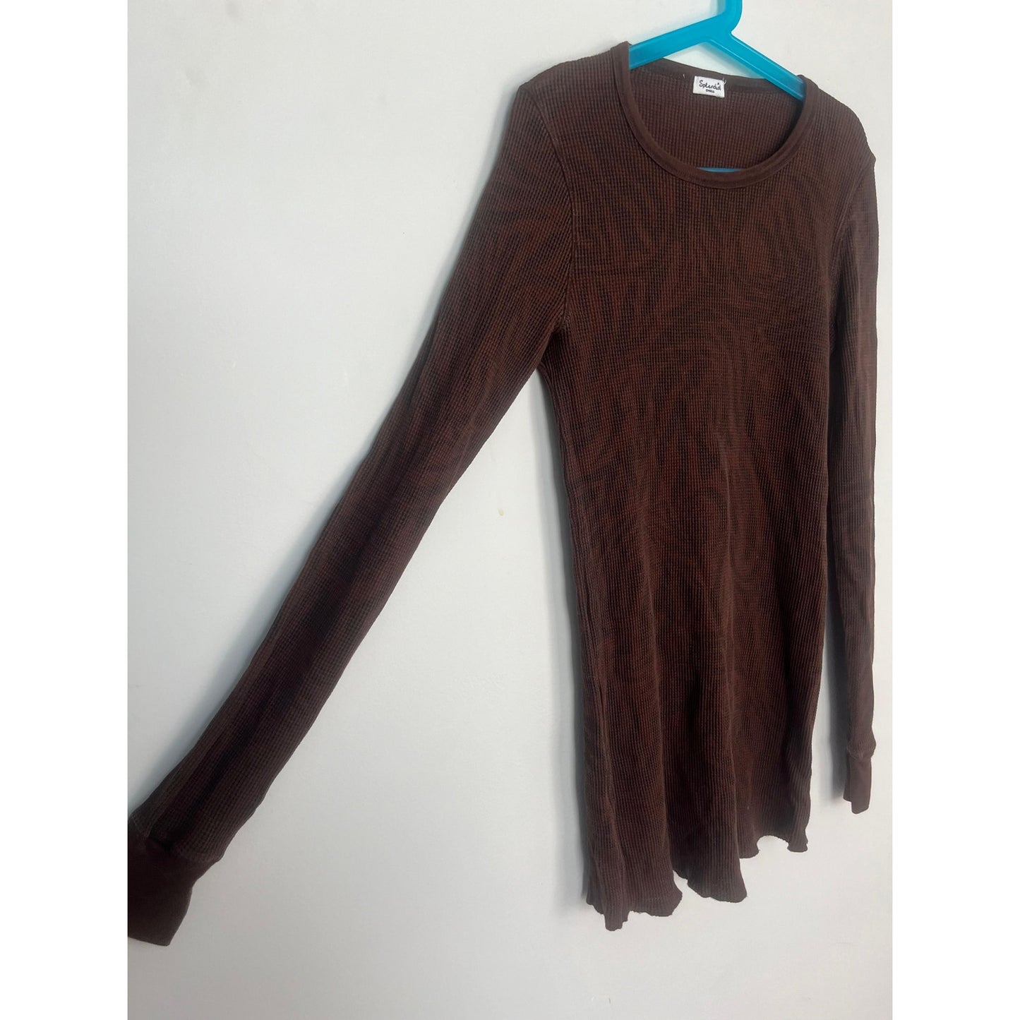 Splendid Thermal Long Sleeve Top Women Small Brown Waffle Knit Basic Layer