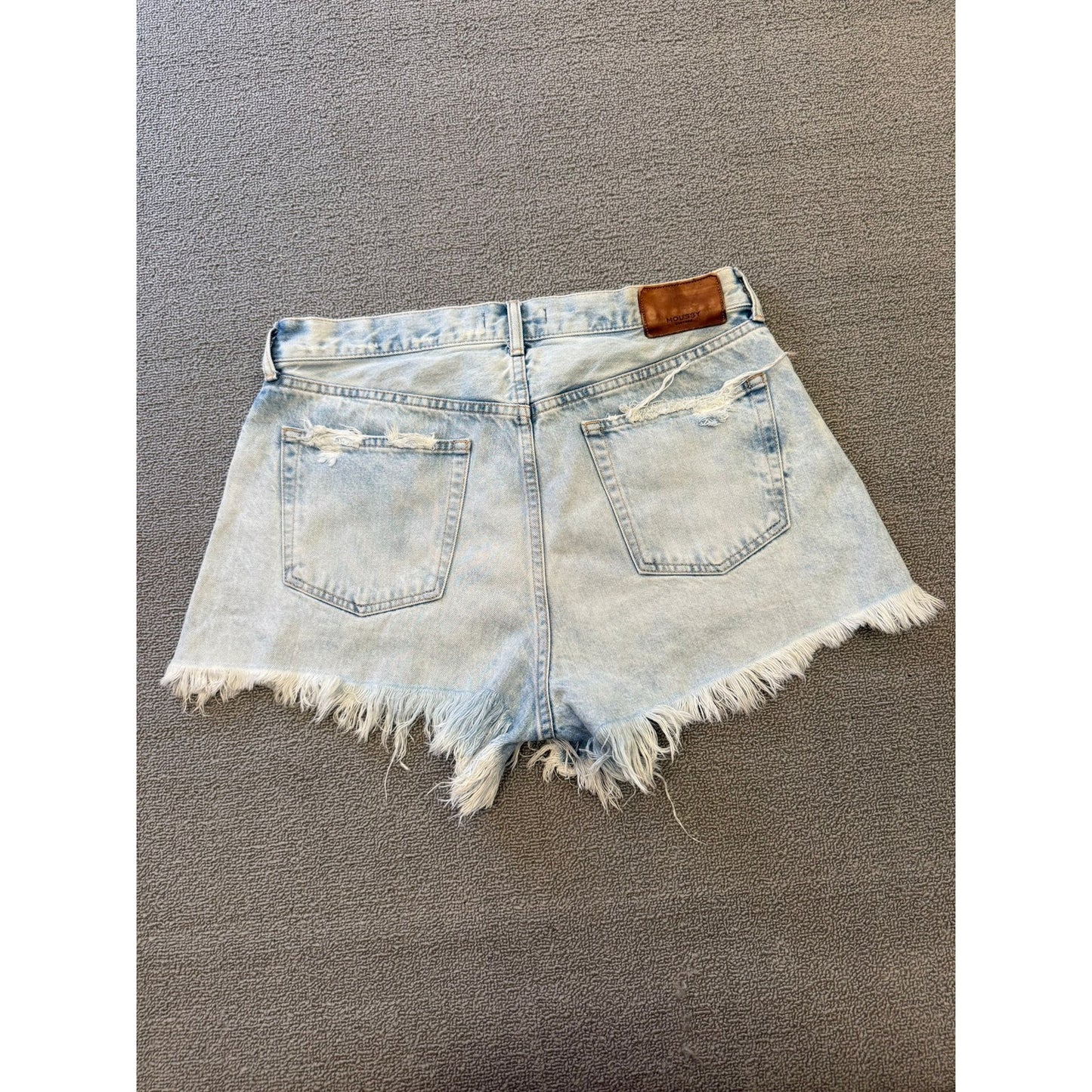 MOUSSY VINTAGE Women 33 Light Wash Distressed Denim Shorts Frayed Hem