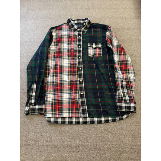RALPH LAUREN Men's XXL Multi-Color Plaid Patchwork Flannel Shirt