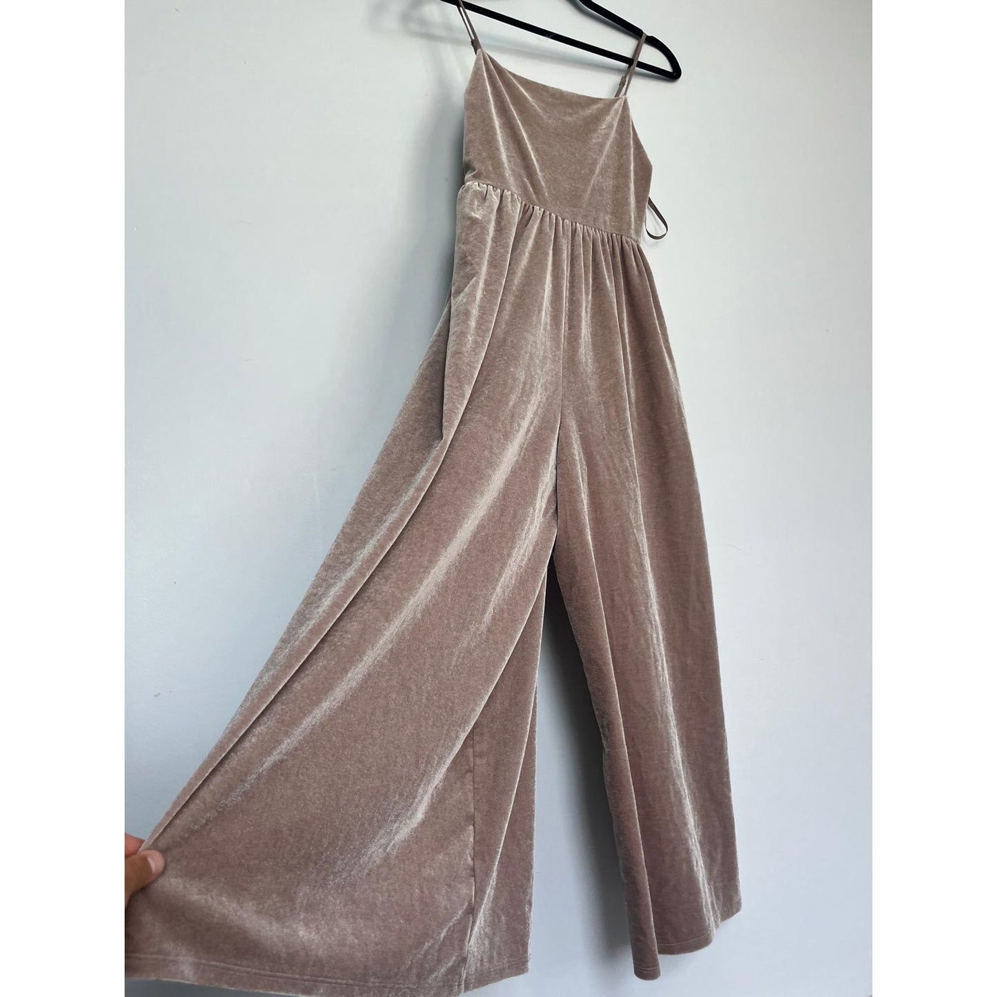 Urban Outfitters Velvet Jumpsuit Womens Small Pink Wide Leg Strappy