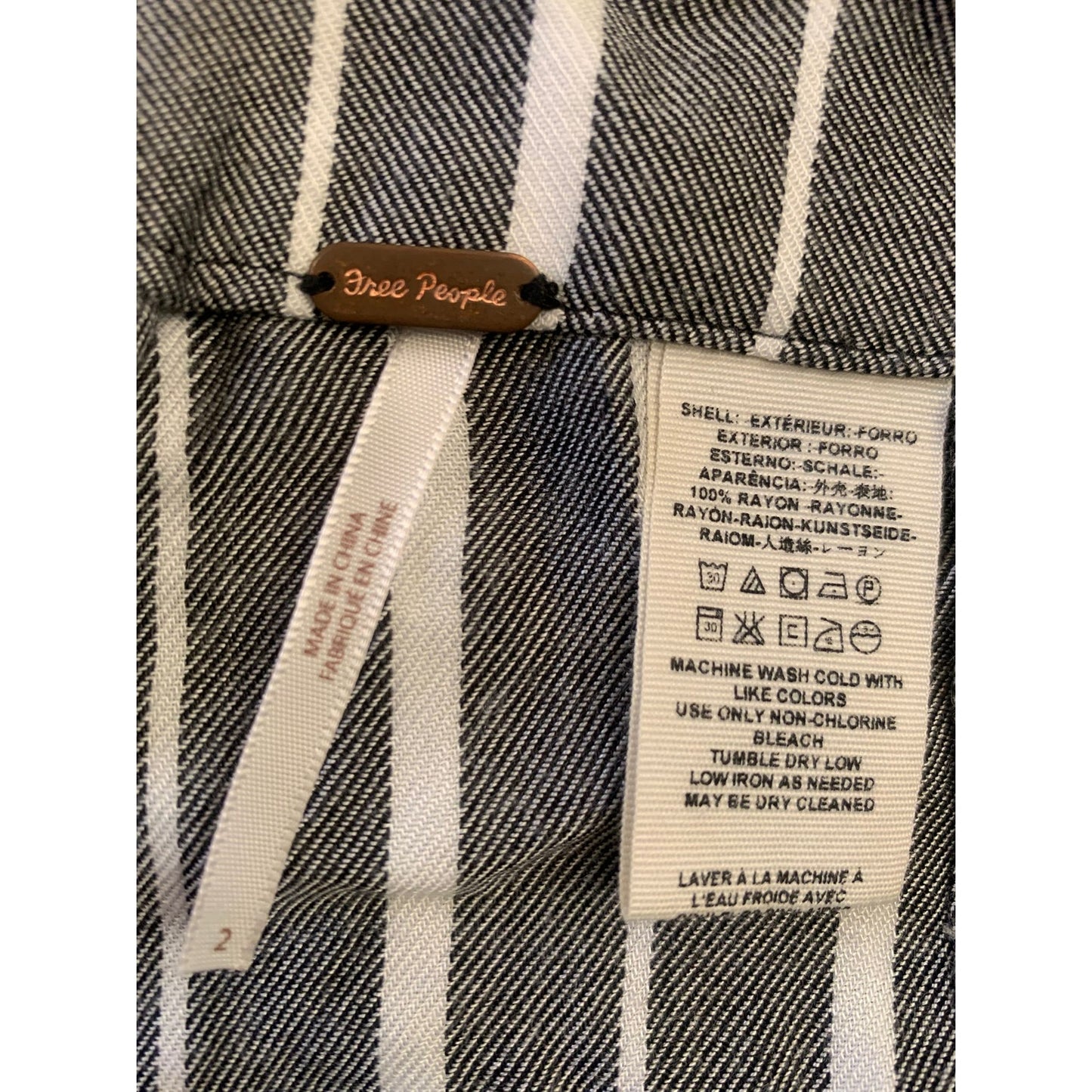 FREE PEOPLE All Weekend Long Women's 2 Black White Striped Split Hem