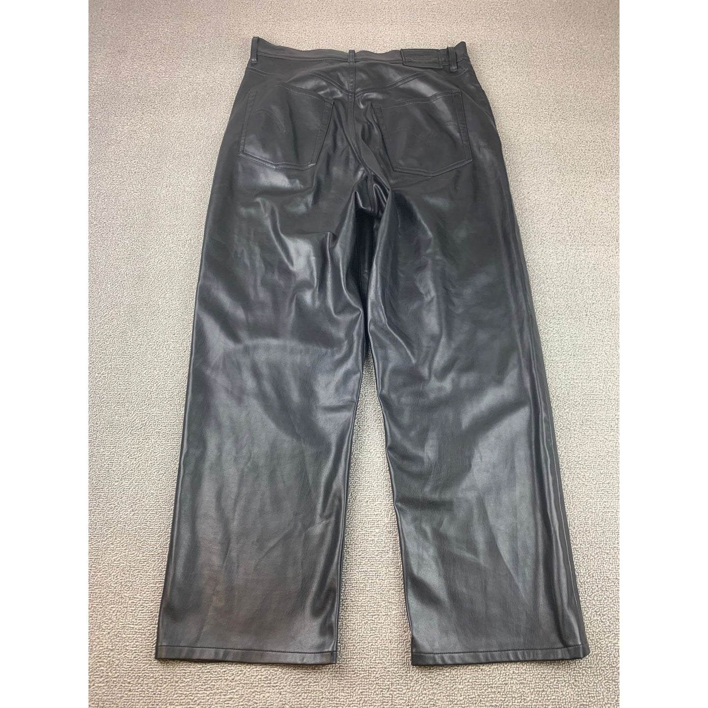 Levi's Women's 29 Black Faux Leather Ribcage Straight High Rise Pants