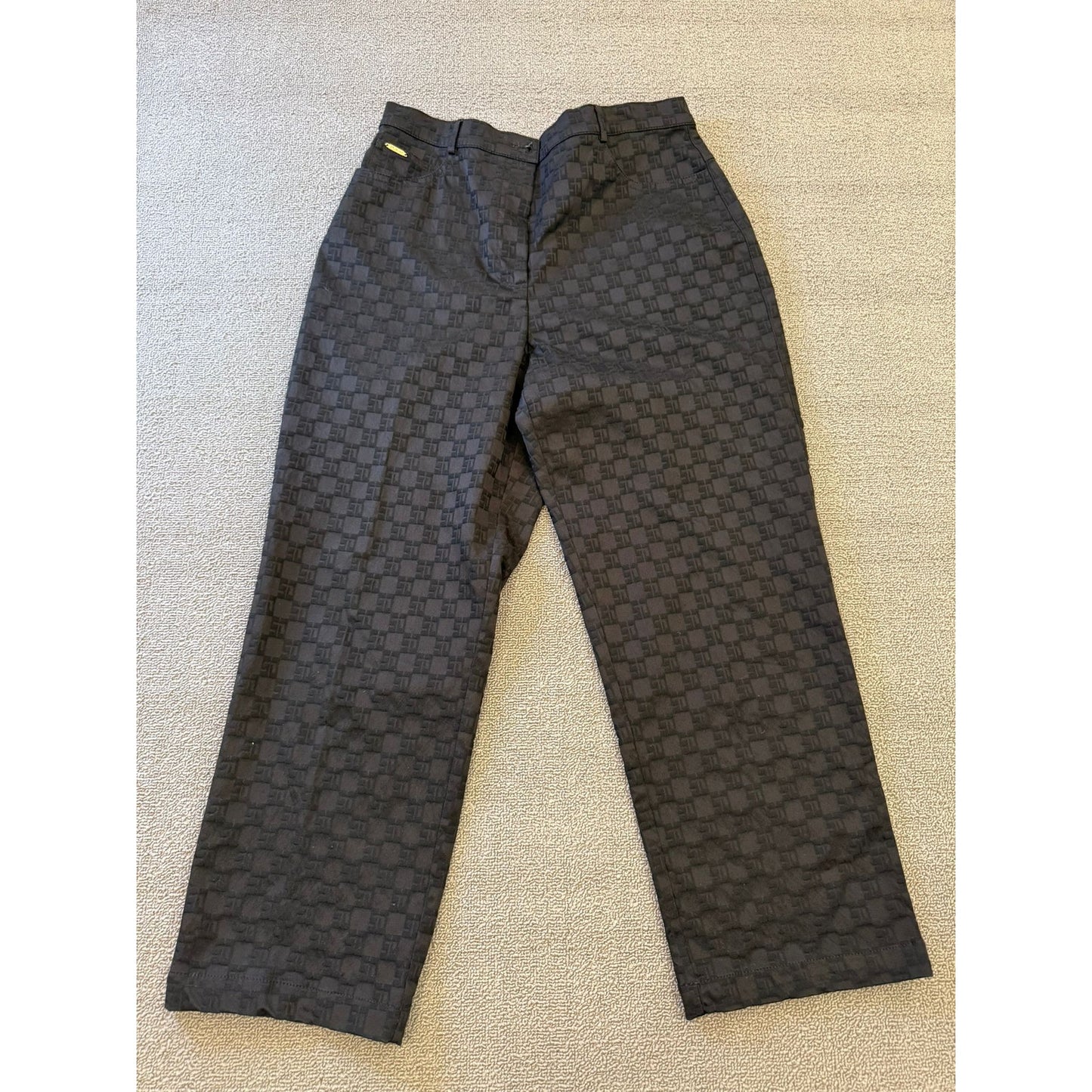 St. John Sport Essentials Women 10 Black SJ Fabric Straight Leg Dress Pants