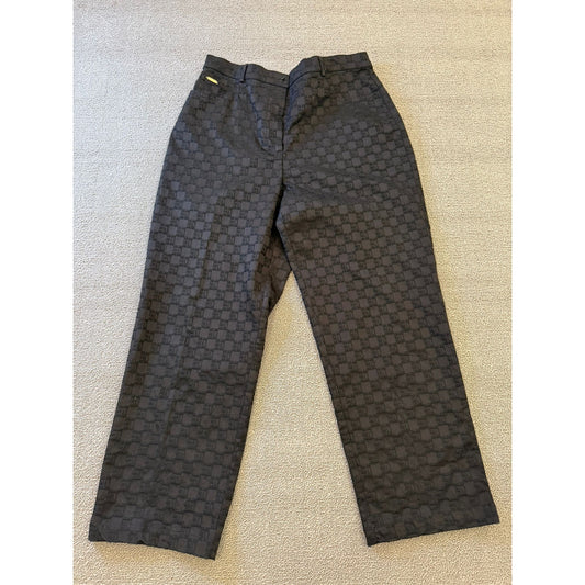 St. John Sport Essentials Women 10 Black SJ Fabric Straight Leg Dress Pants