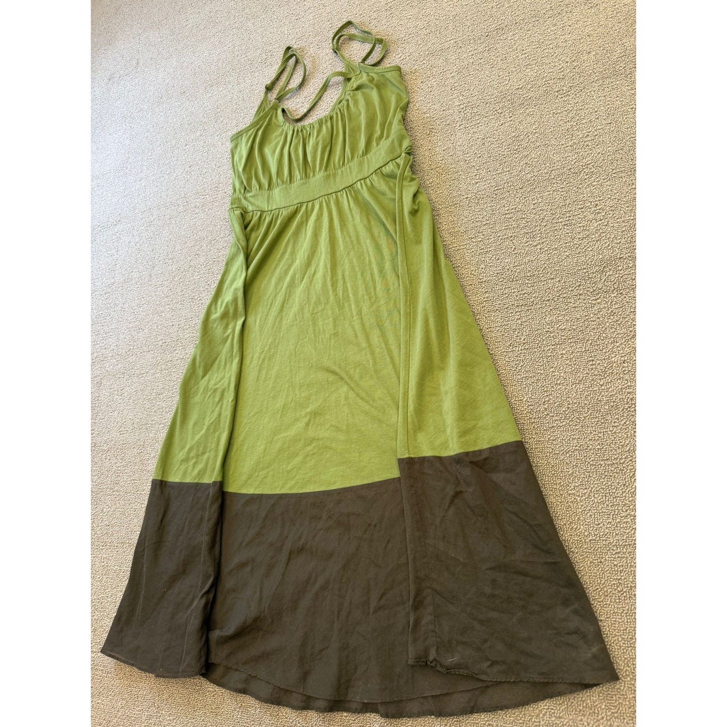 Theory Women Size S Green Brown Strappy Dress Colorblock Summer Apparel
