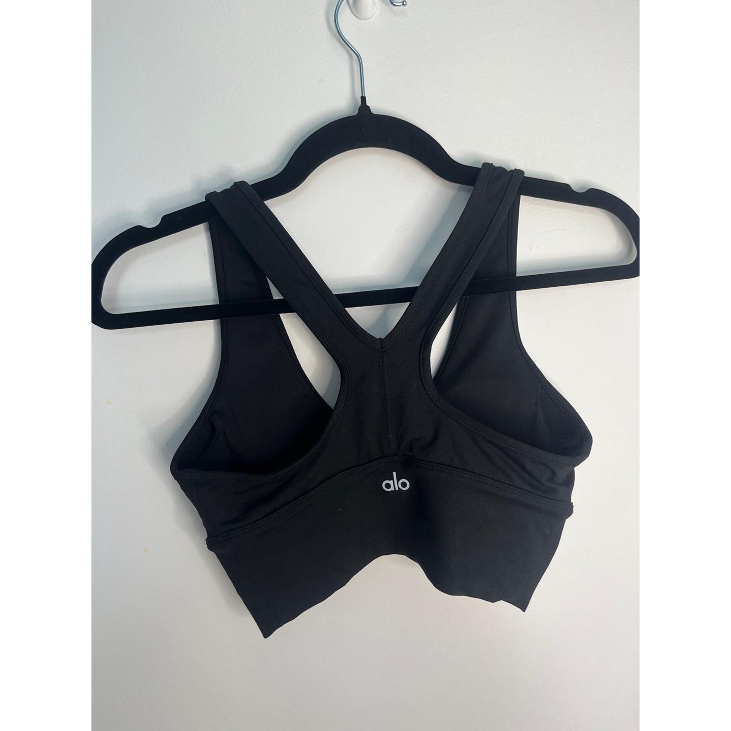 Alo Yoga Ruched Racerback Sports Bra Black XS Compression Stretch