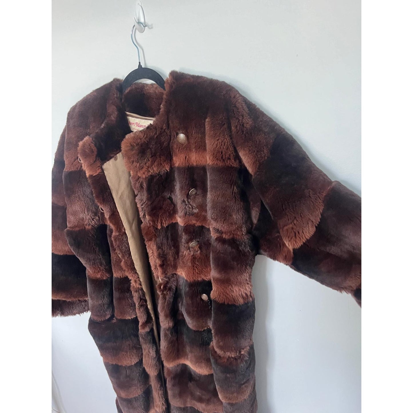 Robert Mann Furs Coat Women Large Brown Mink Full Length Real Fur Vintage