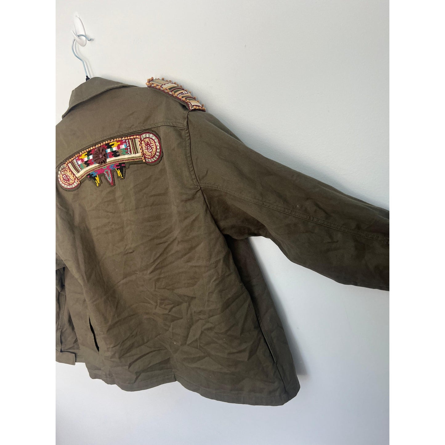 Valentino Beaded Military Jacket Women 38 Olive Green Embellished Italy