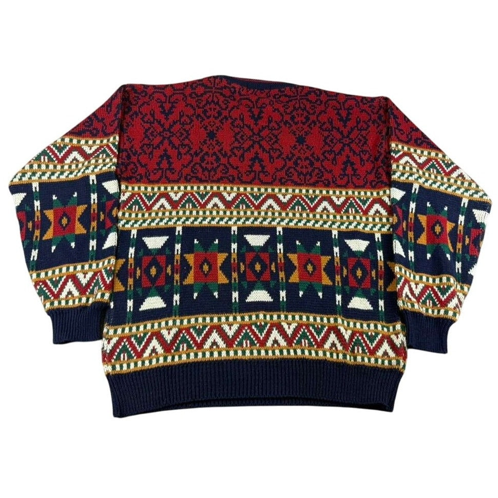 Vintage Trend Basics Men XLT Multi Geometric Aztec Korea Made Acrylic Knit