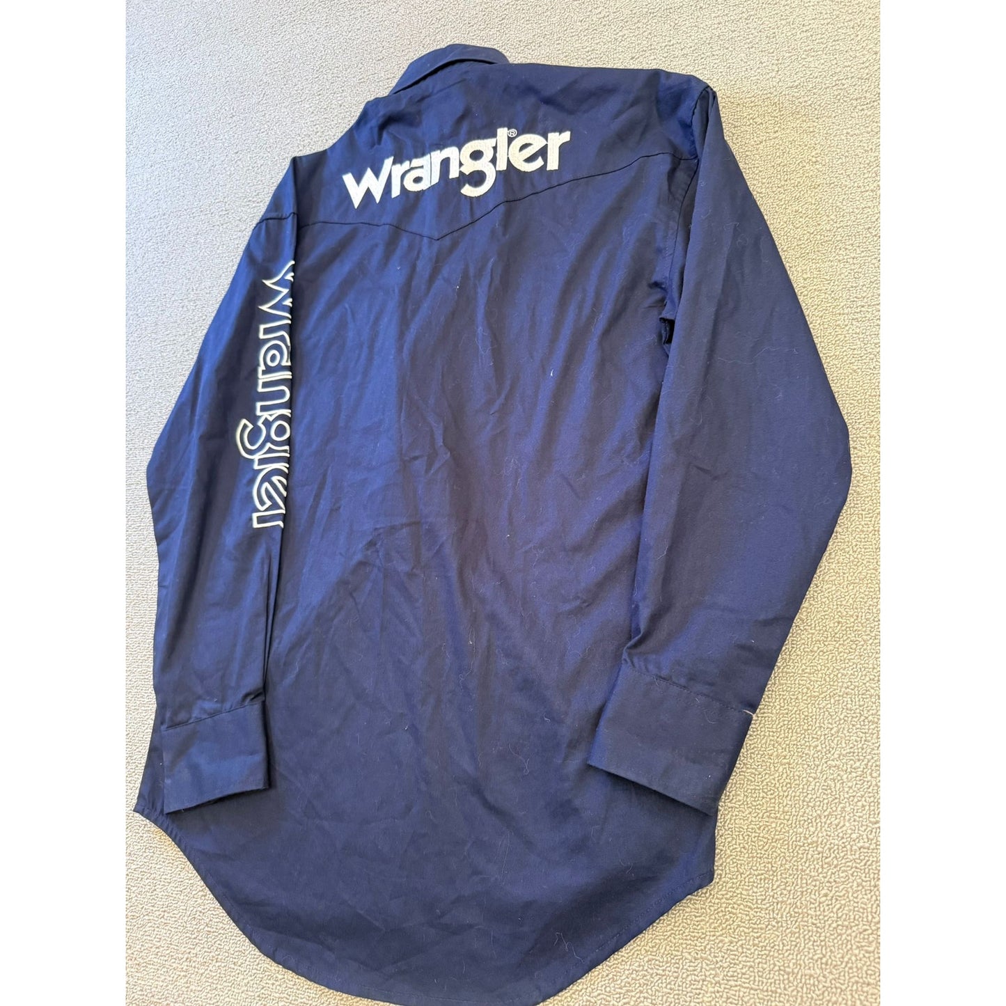 Vintage Wrangler Western Button Up Men's S Small Blue Long Sleeve