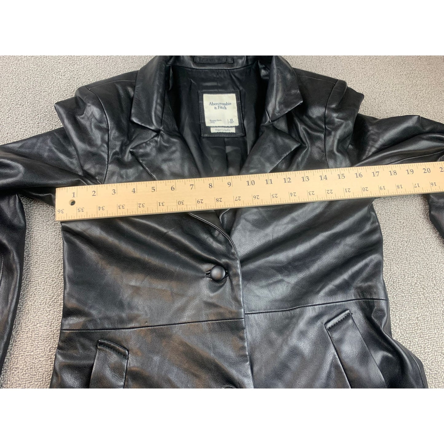 Abercrombie and Fitch Vegan Leather Coat Womens XS Black Longline 3 Button