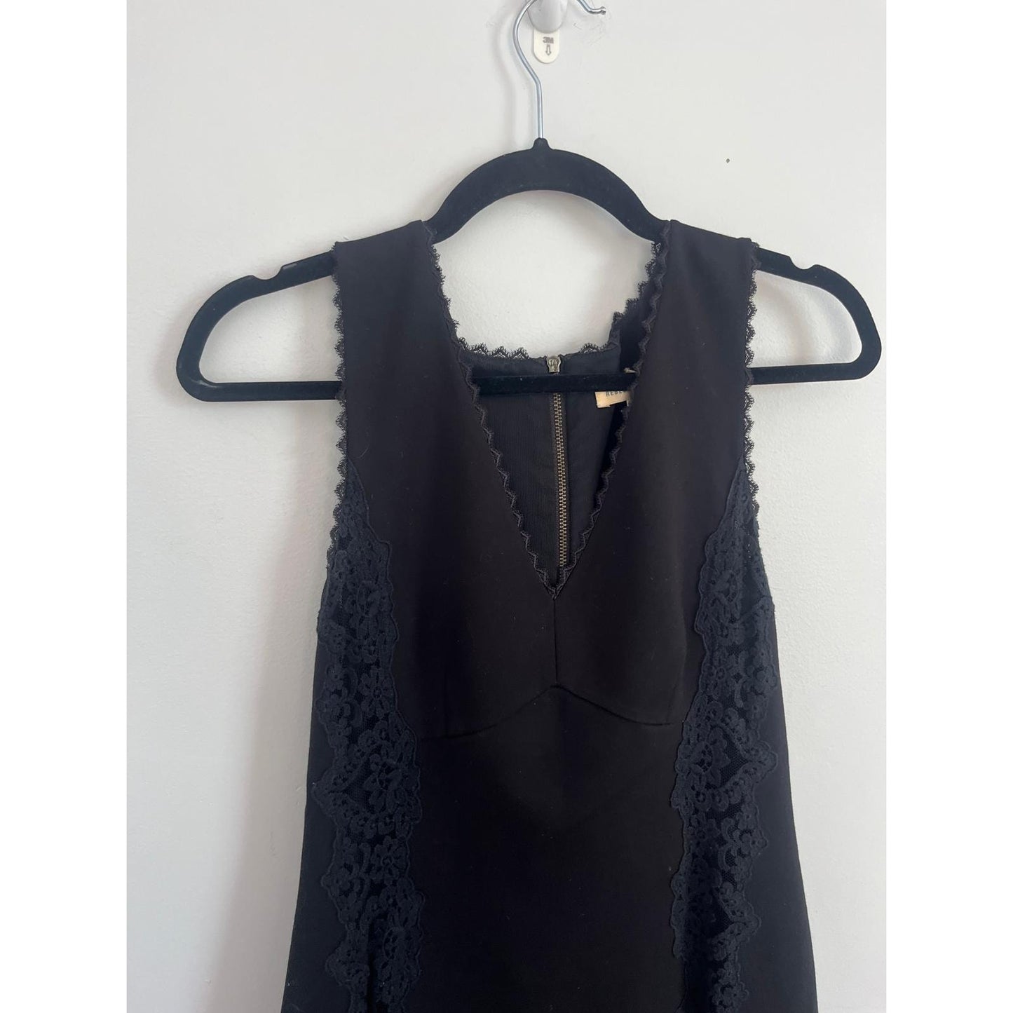 Rebecca Taylor Mini Dress Women 6 Black Lace Trim Sleeveless Cocktail