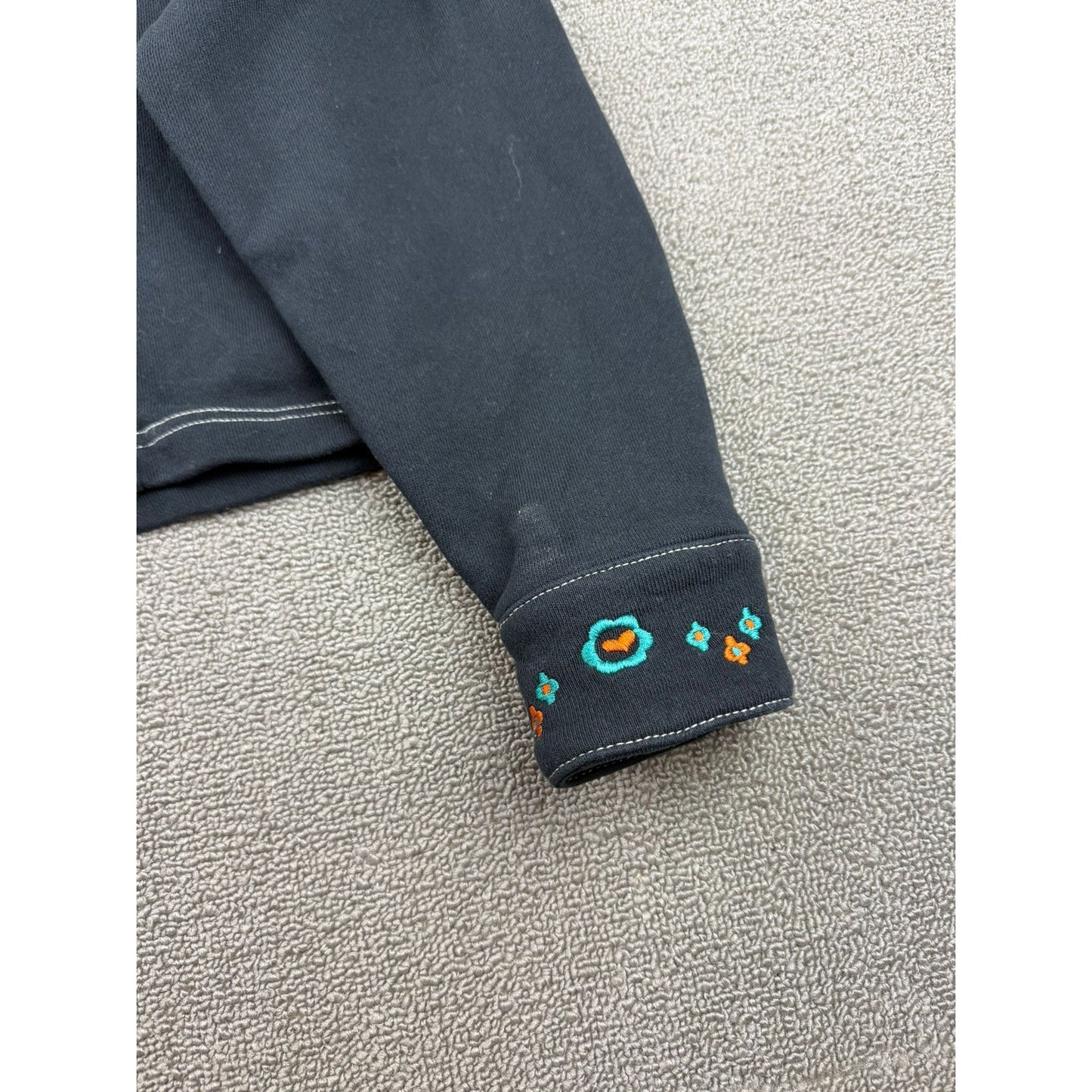 Something Navy Women Small Black Cropped Sweatshirt Contrast Stitching