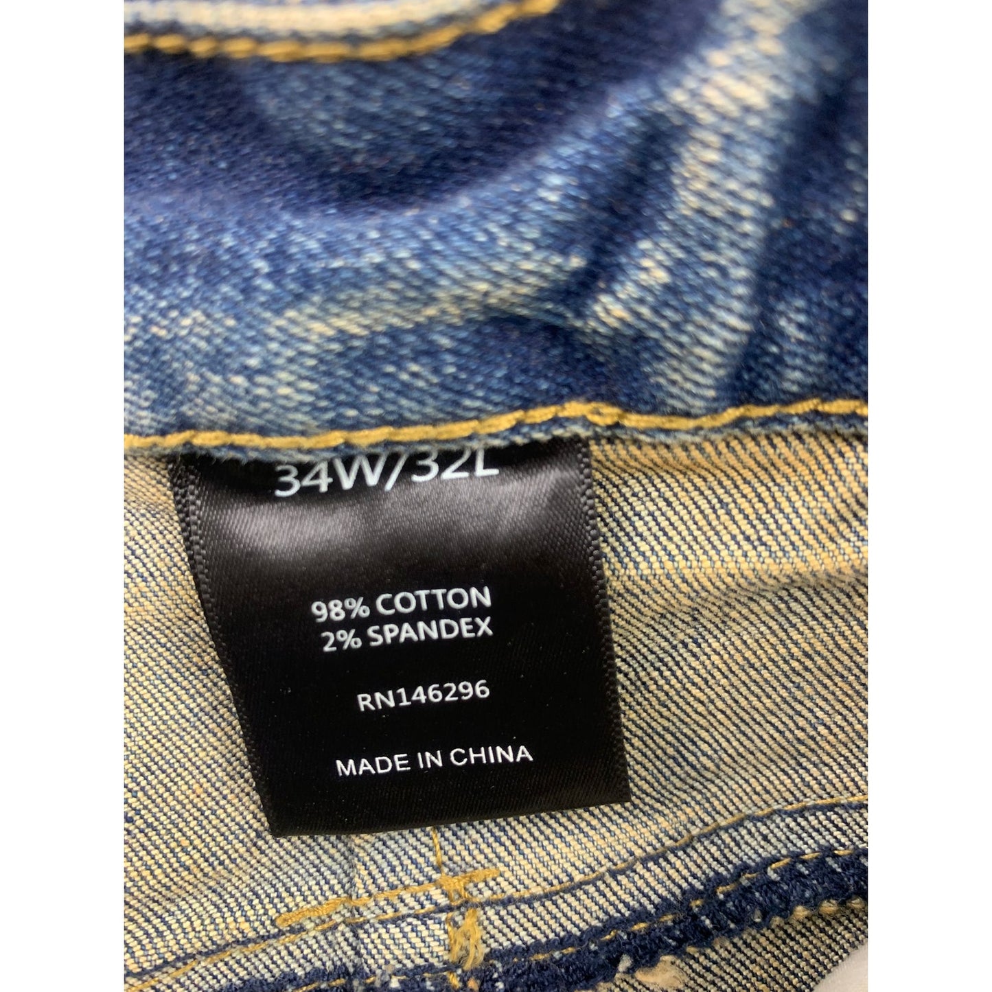 Woolf Men's 34x32 Slim-fit Jeans Blue With A Fashionable Cut-Up Design