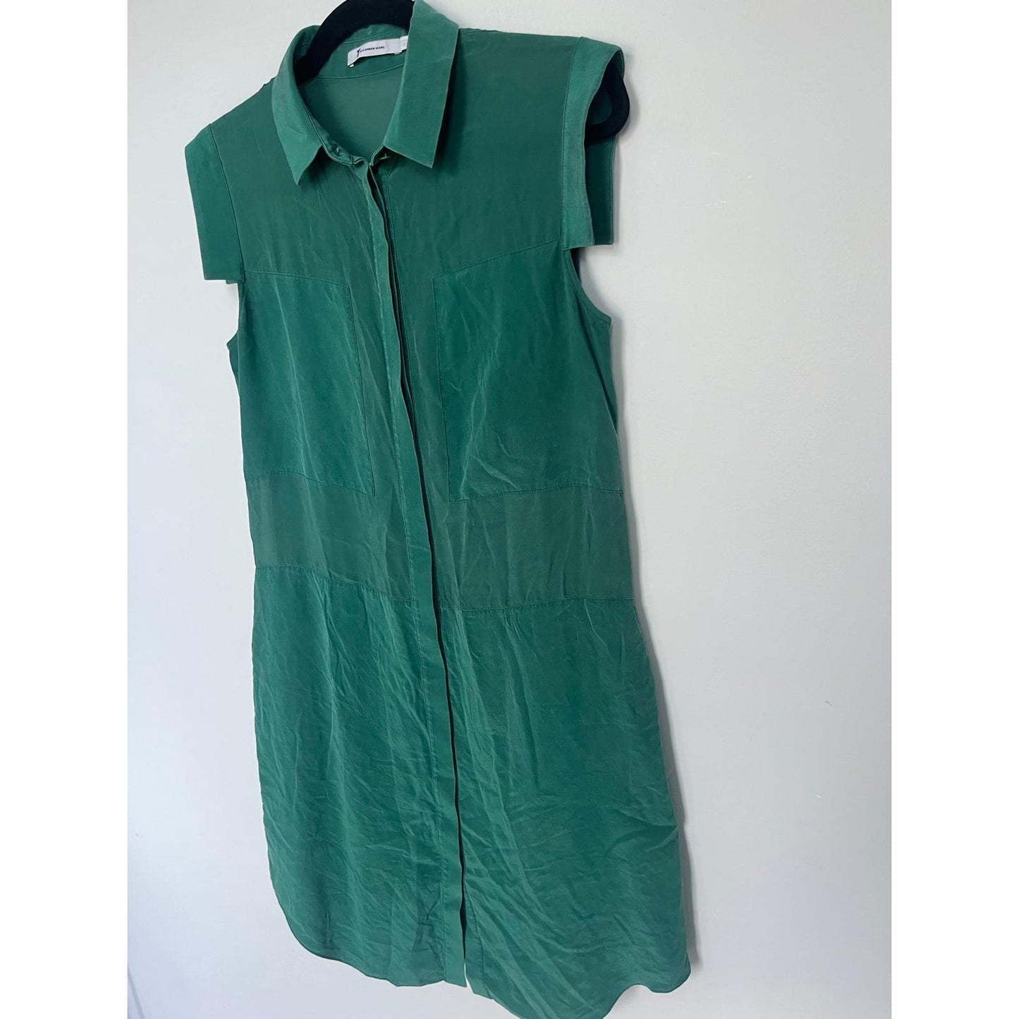 T Alexander Wang Shirt Dress Women S Green Sleeveless Button Front Collared