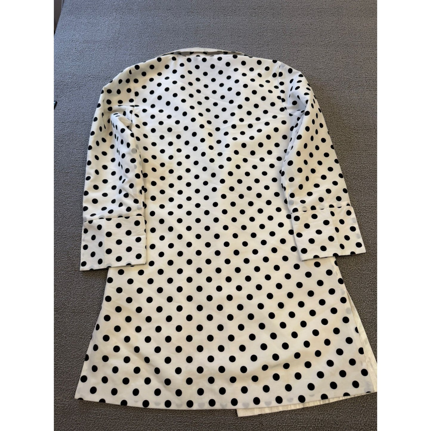 GRACE CHUANG Women's Small Polka Dot Duster Jacket Coat S White Black